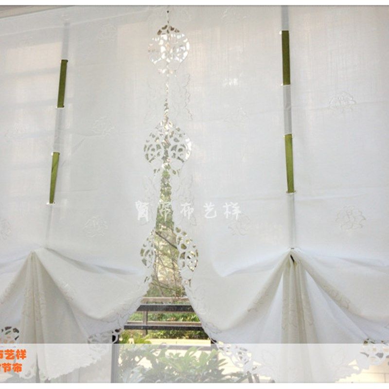 刺绣白色气球帘提拉帘升降帘窗纱帘成品扇形窗帘飘窗隔断现代简约,居家布艺,成品窗帘,淘宝优惠券,粉丝福利购,淘宝优惠卷