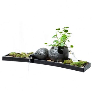 庭院室内古法鱼缸水缸养鱼造景水景陶瓷葫芦循环过滤流水器摆件