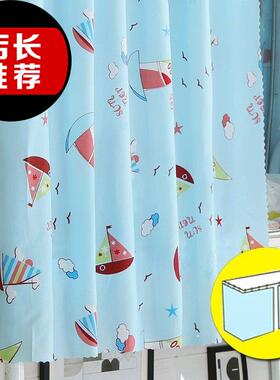 浅蓝色两面家用办公室不透光文艺床幔床帘子围四面遮Z光布纹帐上