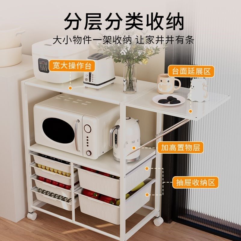 厨房置物架喂养台落地可移动餐边柜小推车咖啡机导台杂物柜收纳柜