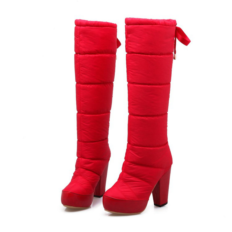 2023冬季保暖粗高跟及膝高筒靴雪地靴女士棉靴子防水X台加厚毛女,女鞋,时尚雪地靴,淘宝优惠券,粉丝福利购,淘宝优惠卷