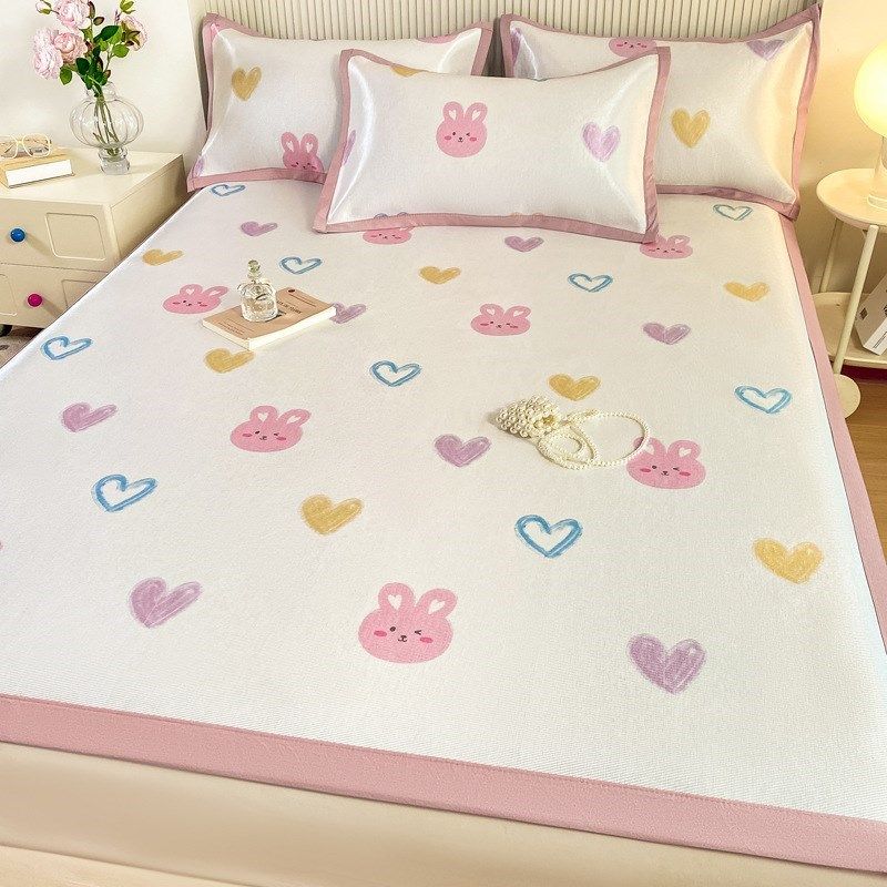 夏季冰丝凉席2024新款可机洗学生宿舍单人软席子床笠款藤席三件套,床上用品,冰丝席,淘宝优惠券,粉丝福利购,淘宝优惠卷