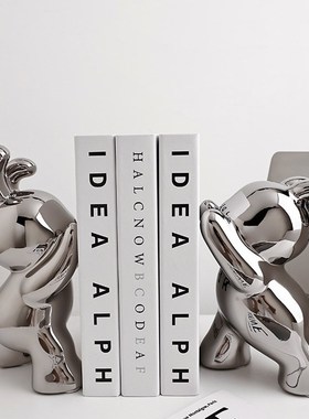 丹麦MIKID创意兔子书挡摆件酒柜客厅陶瓷桌面书立家居装饰品可爱