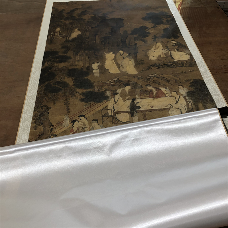 明 仇英 西园雅集图 工笔人物国画名家古画微喷复制装饰画挂轴