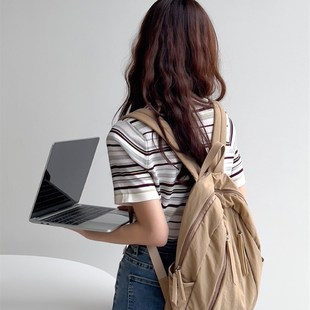 日韩简约森系尼龙双肩包包女背包学生大容量书包2023新款休闲背包