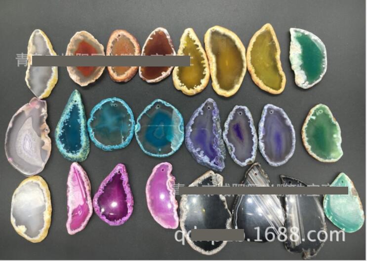 1Pc Natural Agate Geode Polished Irregular Crystal Slice Bra