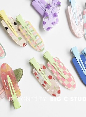 夏日彩色发夹甜美少女可爱刘海侧边夹日系简约前额碎发一字夹