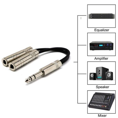 1/4 Inch Dual 6.35mm Stereo Jack Splitter Audio Video Cable