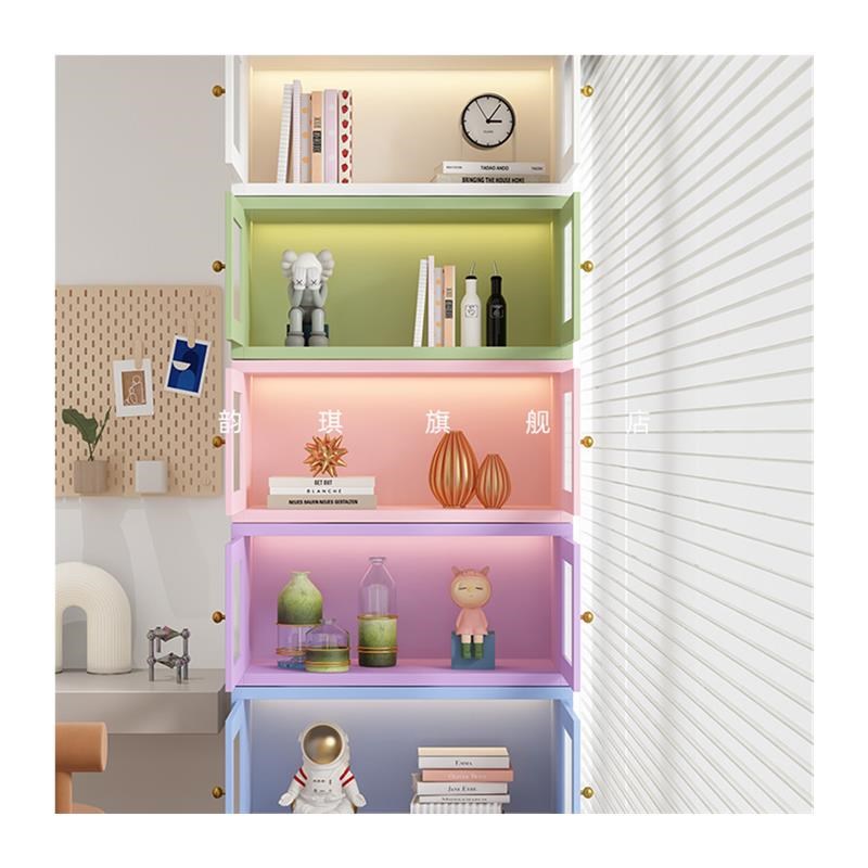 书柜玻璃门落地矮柜书架家用客厅自由组合模块柜展示储物柜收纳柜