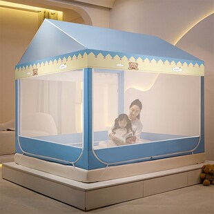 树屋蚊帐家用卧室防摔2023新款主卧大床1.8一米八的床小房子1m8五