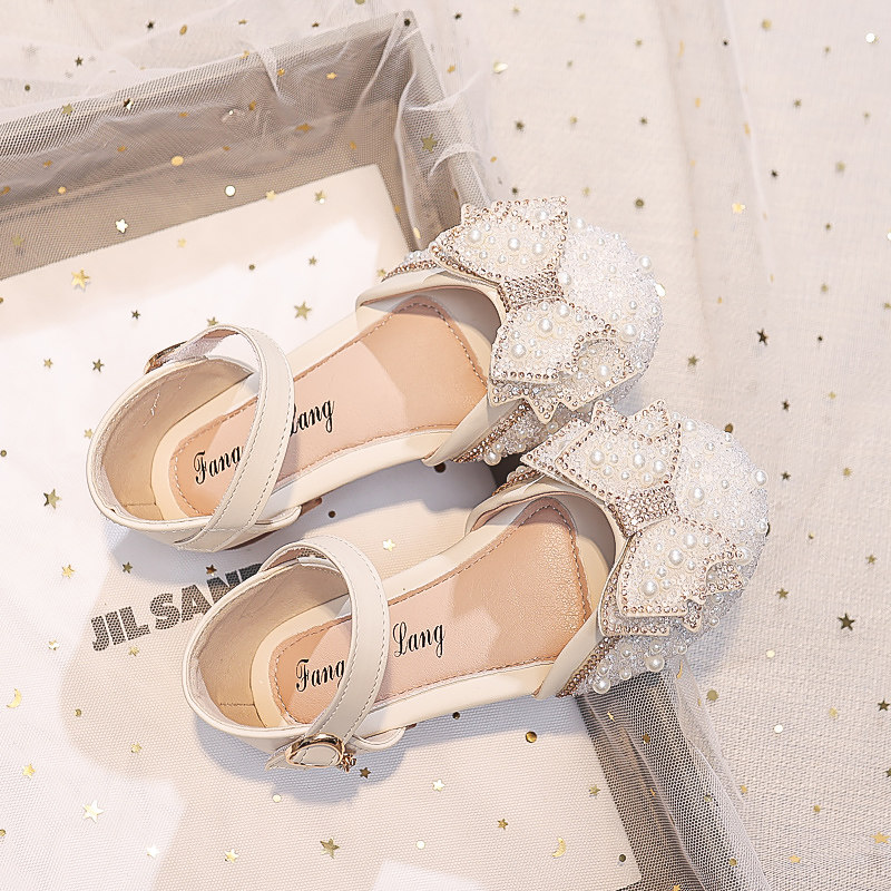 女童水晶公e主鞋半凉鞋水钻公主鞋演出鞋包头凉鞋2023新款儿童凉