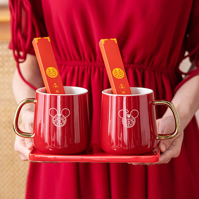 结婚洗漱杯定制牙刷杯套装新婚用陪嫁情侣红色陶瓷漱口杯牙杯一对,家庭/个人清洁工具,洗漱杯,淘宝优惠券,粉丝福利购,淘宝优惠卷