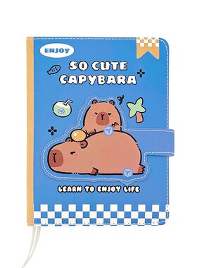 卡皮巴拉磁吸手帐本可爱河豚笔记本水豚B5记事本PUY磁扣本日记本