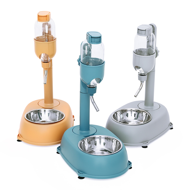 狗狗杆式后加式饮水器宠物猫防湿嘴自动出水饮水器U不锈钢饭碗水