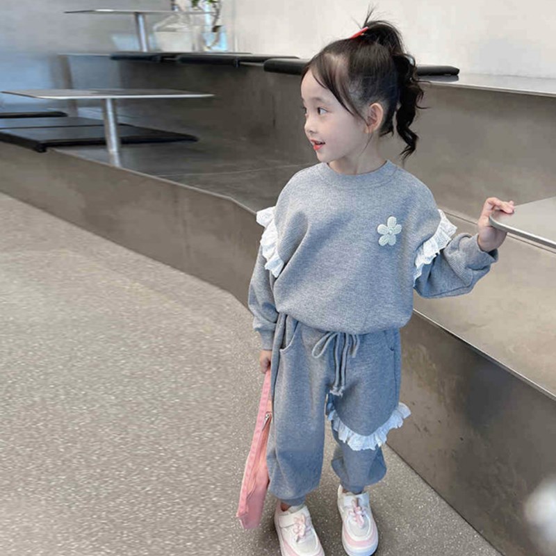 现货女童春秋款套装2024春装新款不加绒一体裤子洋气时髦运动儿童