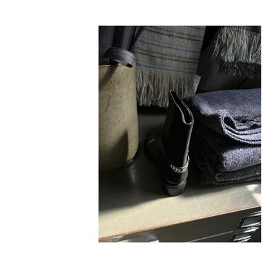 速发蔡文静同款 现货Gemini买手店 Afflatus3 周雨彤真皮中筒靴女