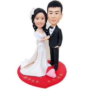 软陶人偶车摆件七夕节真人公仔定制泥人结婚礼物纪念生日周年娃娃