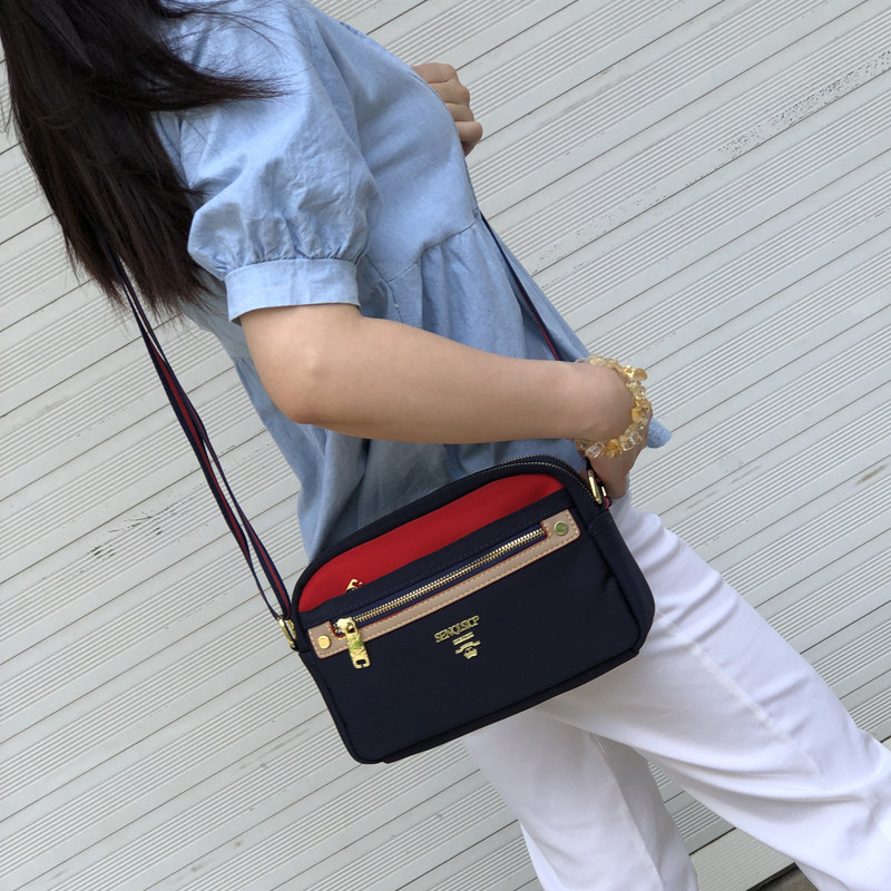 斜挎包包帆布小包包2023新款尼龙撞色牛津布女包百搭单肩时尚休闲
