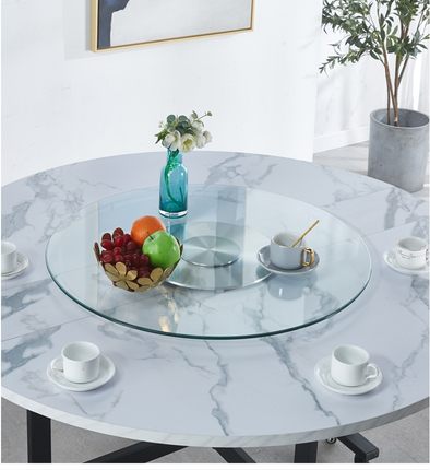 新品餐桌转盘家用旋转钢化玻璃透明圆桌面饭桌子台面转盘底座圆盘