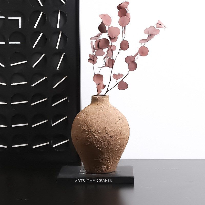 手工做旧粗新中式侘寂陶花瓶样板房酒店客厅装饰艺术花器书柜摆件,家居饰品,花瓶,淘宝优惠券,粉丝福利购,淘宝优惠卷