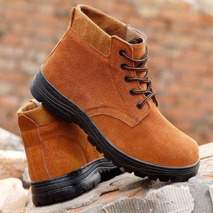 防砸防刺穿牛筋底电焊工钢包头防滑防砸工地工作鞋 钢板劳保鞋 男鞋