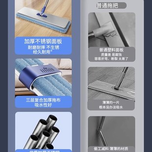 拖把2023新款 免手洗平板拖一拖净干湿两用拖布大号懒人拖地神器