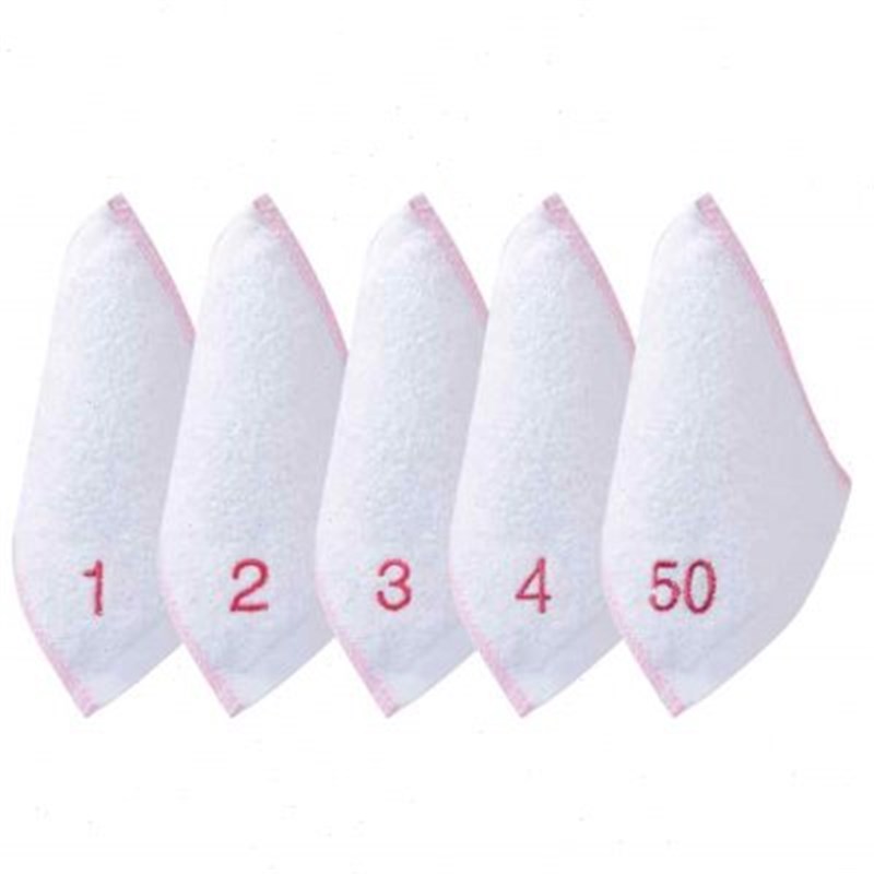 纯棉小方巾c15cmA类儿童擦手白毛巾幼儿园编号数字擦嘴口水巾手帕