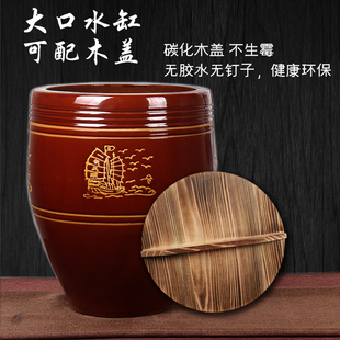 直销油缸厨房水j缸家用储水用陶瓷老式土陶带盖大号米缸腌菜装猪