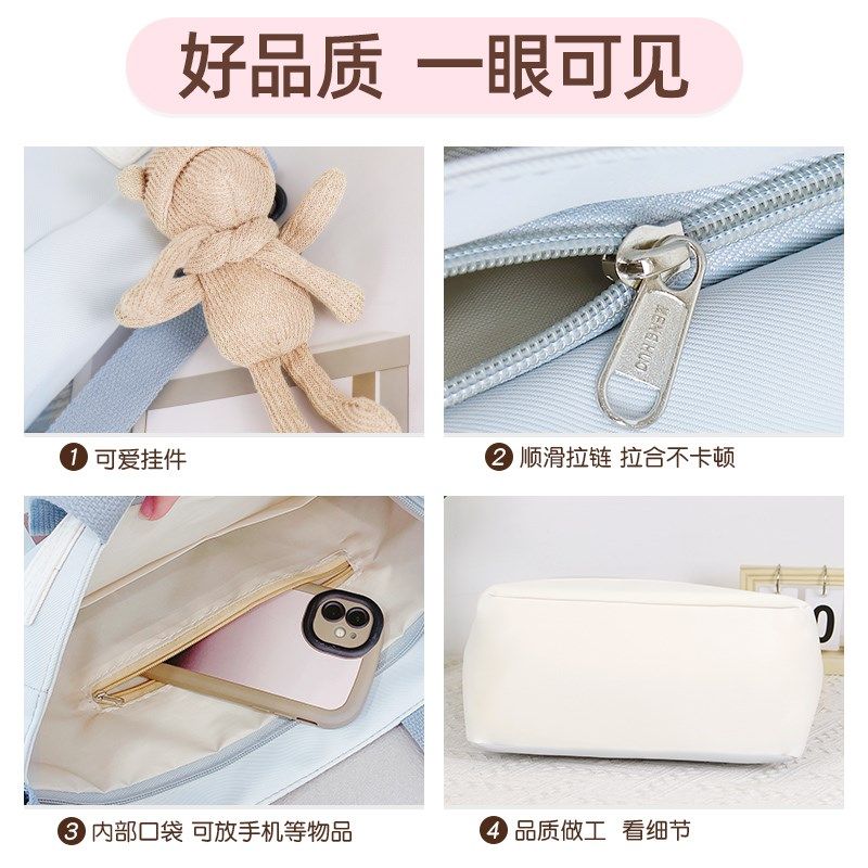 帆布包女斜挎包大容量2024新款手提布袋子学生拎书单肩包通勤拉链