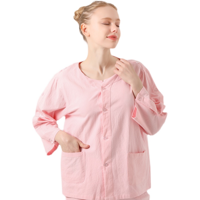 艾灸服棉质前后腿侧肩膀开纽扣成人长E款按摩服SPA美容针灸理疗服