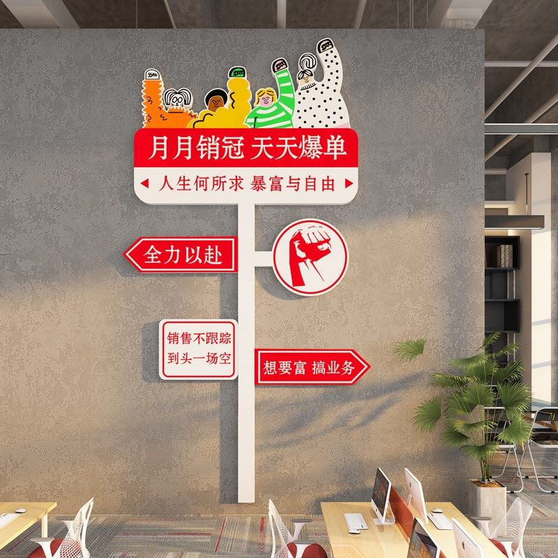 办公室企业文化墙励志标语装饰墙贴纸销售公司形象墙氛围布置,家居饰品,文化墙贴,淘宝优惠券,粉丝福利购,淘宝优惠卷