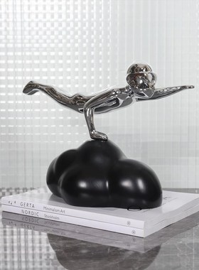 简约现代样板间酒柜儿童房飞行人摆件创意游泳运动员雕塑软装饰品