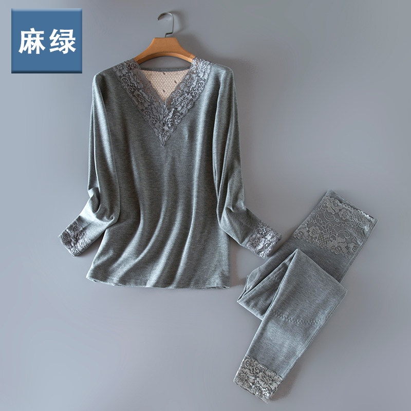 新款女士蕾丝花边保暖内衣加厚加绒秋衣秋裤大码V领线衣线裤套装,女士内衣/男士内衣/家居服,保暖套装,淘宝优惠券,粉丝福利购,淘宝优惠卷