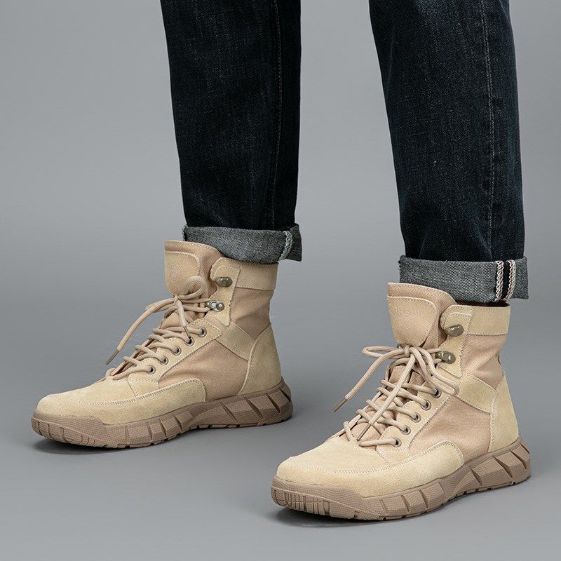 春季特大码男鞋帆布马丁靴拼色45潮流46大号47英伦风48工装短靴49,流行男鞋,马丁靴,淘宝优惠券,粉丝福利购,淘宝优惠卷