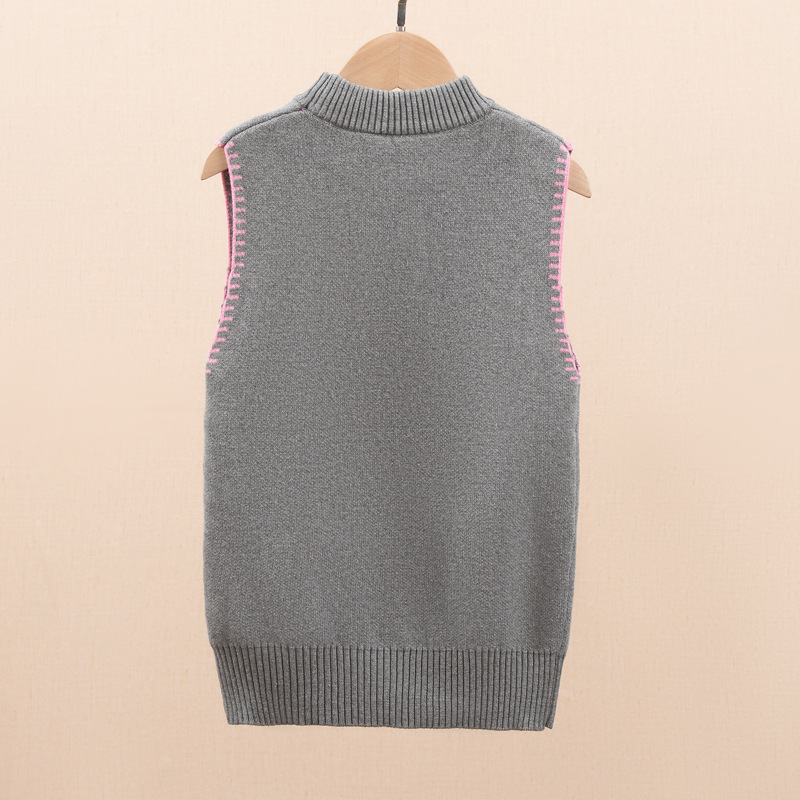 速发Girl Knitted Vest Love Pattern Design Kids Pullover Wais