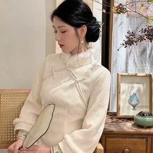 「霜月白」改良旗袍白色加绒秋冬新款订婚日常复古国风冬季新中式