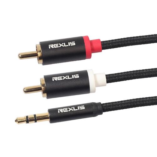 REXUS 1.8m 3.5mm Stereo Audio Cable Jack Male to 2 RCA Male