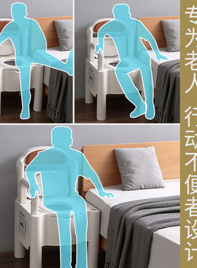 老年人可移动马桶老人室内便携式座椅病人孕妇坐便器成人家用塑料