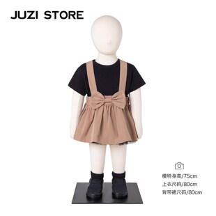 涂层平纹棉蝴蝶结甜美蓬蓬背带裙半裙女童X1136902 JUZI STORE童装