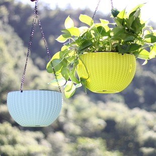 白色大号创意花盆懒人自动吸水垂吊篮悬挂式 塑料绿萝盆器吊兰花盆