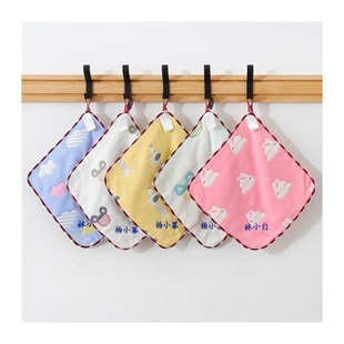 幼儿园毛巾挂式擦手巾定制名字印logo绣刻编号儿童方巾洗脸纱布巾