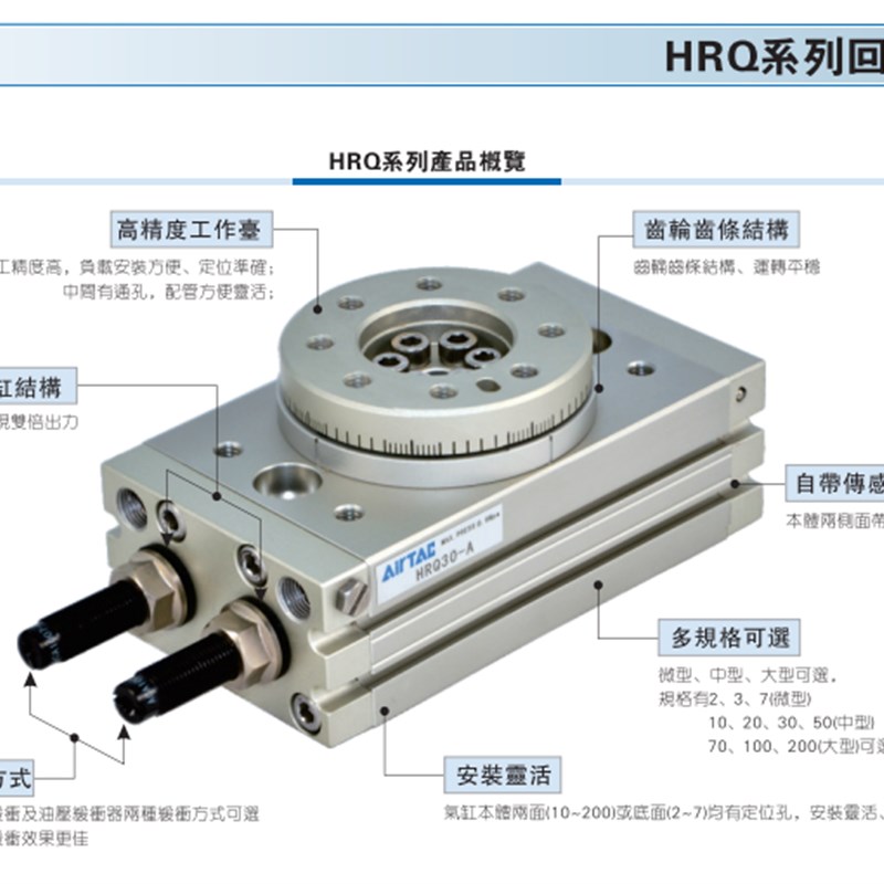 原装亚德客旋转气缸HRQ2 3 7 HRQ-10 20 30 50 HRQ10A HRQ20A 30A
