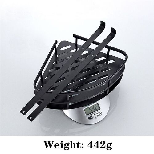 Wall Mounted Bathroom Black Trangle Shelves Aluminum Basket