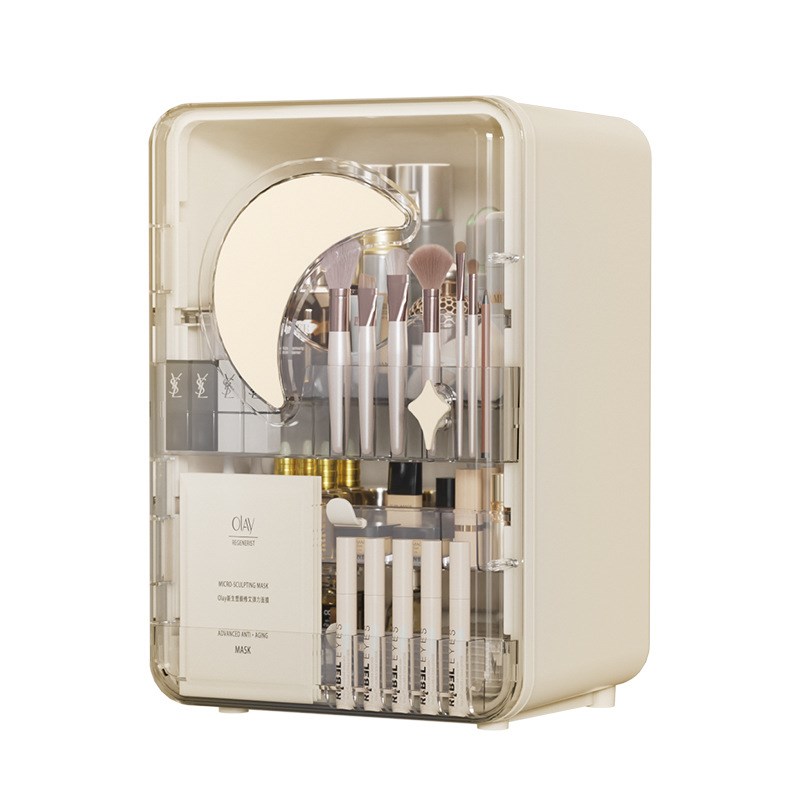 轻奢化妆品收纳盒k桌面口红盒收纳架梳妆台防尘大容量护肤品收纳