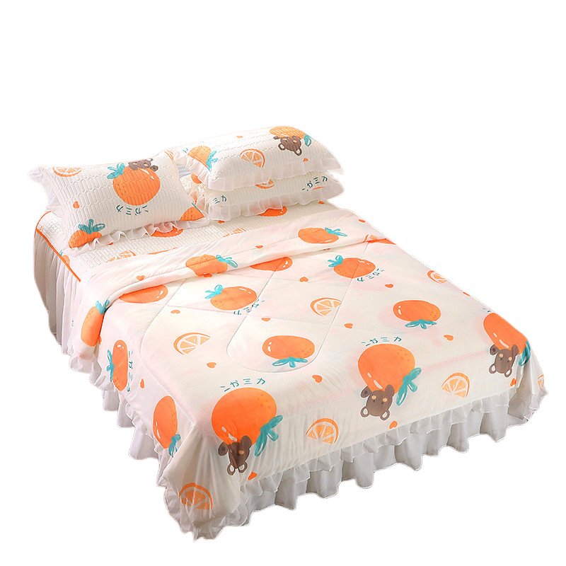 乳胶冰丝凉席四件套夏天夏凉被可水洗床裙款夏季空调席三件套席子