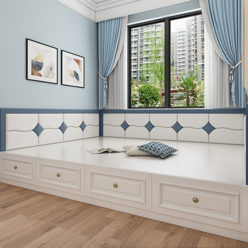 定做科技布榻榻米墙围软包靠背儿童防撞床围自粘炕围子床头板软包