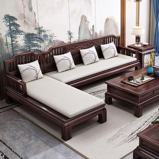 金花梨木全实木沙发冬夏两用客厅中式古典雕花菠萝格贵妃红木家具