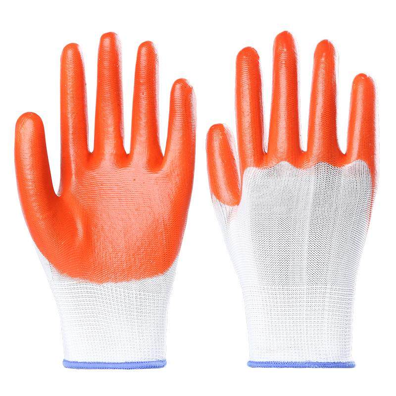 手套劳保耐磨挂pvc浸胶橡胶工作胶防水防油带胶皮薄款男工地新款