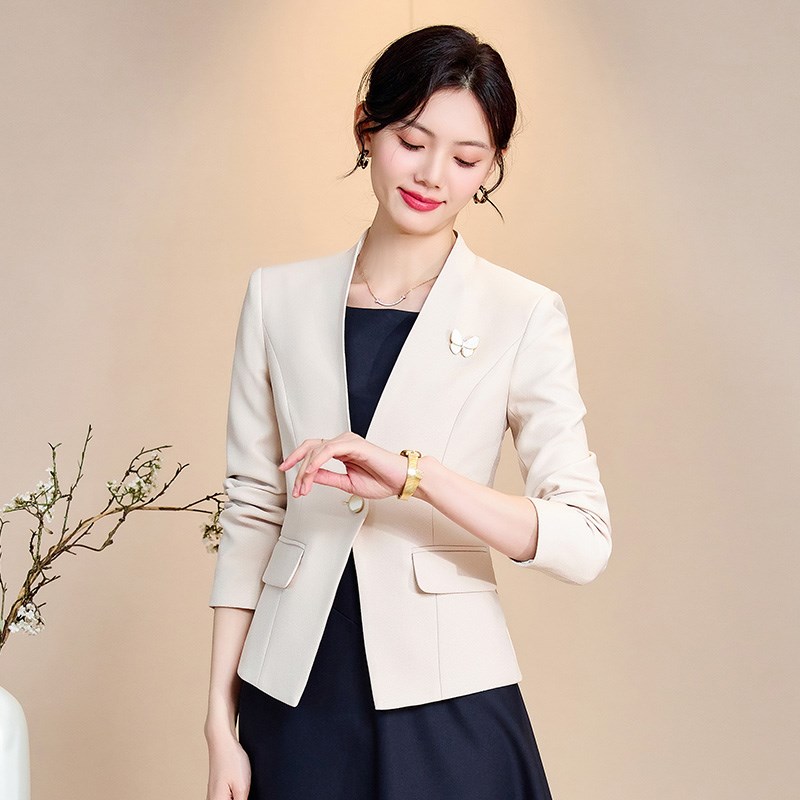 现货粉色西装套装女秋季新款女神范职业装工作服西服连衣裙两件套