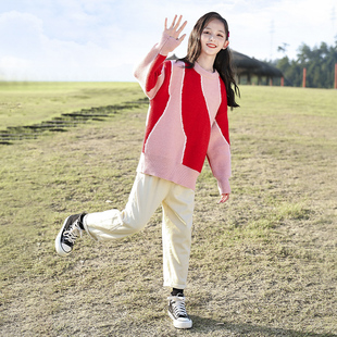 女童春秋冬款毛i衣女孩大童加绒加厚针织打底衫上衣服潮8岁9洋派